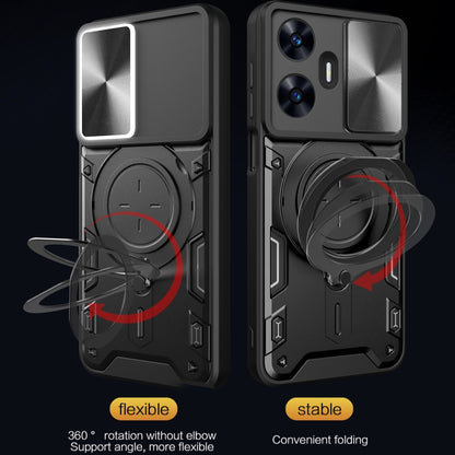 CD Texture Sliding Camshield Magnetic Holder Phone Case, For Realme C55 4G, For Realme GT3 5G, For Realme 10 Pro+ 5G, For Realme C35, For Realme C21 / C20 / C11 2021