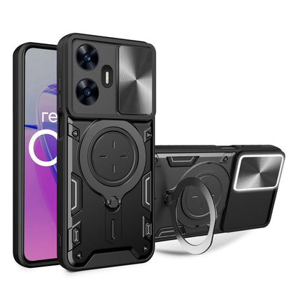 CD Texture Sliding Camshield Magnetic Holder Phone Case, For Realme C55 4G, For Realme GT3 5G, For Realme 10 Pro+ 5G, For Realme C35, For Realme C21 / C20 / C11 2021