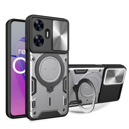 CD Texture Sliding Camshield Magnetic Holder Phone Case, For Realme C55 4G, For Realme GT3 5G, For Realme 10 Pro+ 5G, For Realme C35, For Realme C21 / C20 / C11 2021