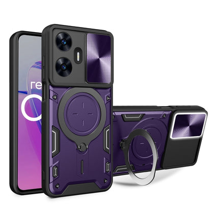 CD Texture Sliding Camshield Magnetic Holder Phone Case, For Realme C55 4G, For Realme GT3 5G, For Realme 10 Pro+ 5G, For Realme C35, For Realme C21 / C20 / C11 2021