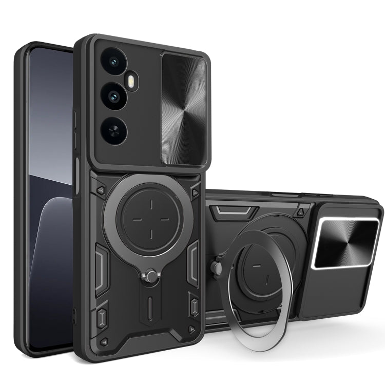 CD Texture Sliding Camshield Magnetic Holder Phone Case, For Realme P4 Power 5G, For Realme 16 Pro / 16 Pro+ 5G, For Realme 15x 5G, For Realme P3 5G / 14 5G Global, For Realme P3 Ultra 5G India, For Realme 14 Pro+ 5G, For Realme C75 4G / 14x 5G Global ...