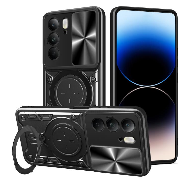 CD Texture Sliding Camshield Magnetic Holder Phone Case, For Realme P4 Power 5G, For Realme 16 Pro / 16 Pro+ 5G, For Realme 15x 5G, For Realme P3 5G / 14 5G Global, For Realme P3 Ultra 5G India, For Realme 14 Pro+ 5G, For Realme C75 4G / 14x 5G Global ...