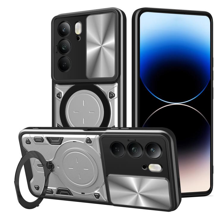 CD Texture Sliding Camshield Magnetic Holder Phone Case, For Realme P4 Power 5G, For Realme 16 Pro / 16 Pro+ 5G, For Realme 15x 5G, For Realme P3 5G / 14 5G Global, For Realme P3 Ultra 5G India, For Realme 14 Pro+ 5G, For Realme C75 4G / 14x 5G Global ...