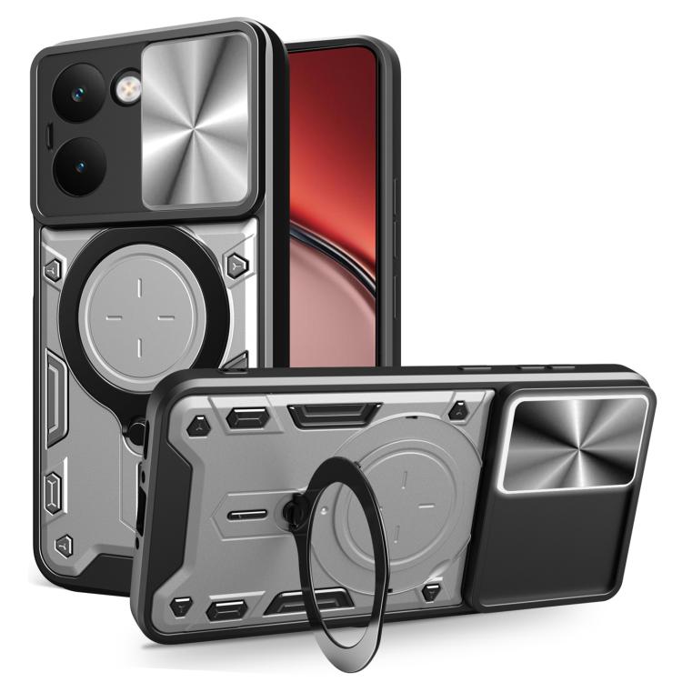 CD Texture Sliding Camshield Magnetic Holder Phone Case, For Realme P4 Power 5G, For Realme 16 Pro / 16 Pro+ 5G, For Realme 15x 5G, For Realme P3 5G / 14 5G Global, For Realme P3 Ultra 5G India, For Realme 14 Pro+ 5G, For Realme C75 4G / 14x 5G Global ...