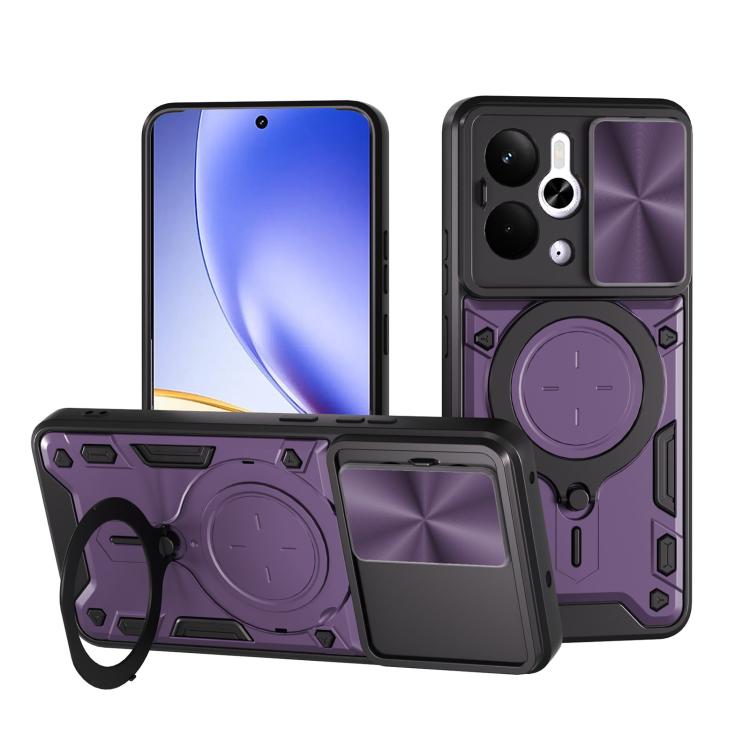 CD Texture Sliding Camshield Magnetic Holder Phone Case, For Realme P4 Power 5G, For Realme 16 Pro / 16 Pro+ 5G, For Realme 15x 5G, For Realme P3 5G / 14 5G Global, For Realme P3 Ultra 5G India, For Realme 14 Pro+ 5G, For Realme C75 4G / 14x 5G Global ...