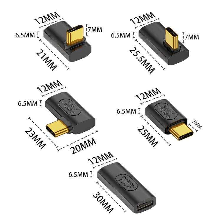 40Gbps 240W USB-C / Type-C Female to USB-C / Type-C Male 3D Bend Adapter, 3D Bend Adapter
