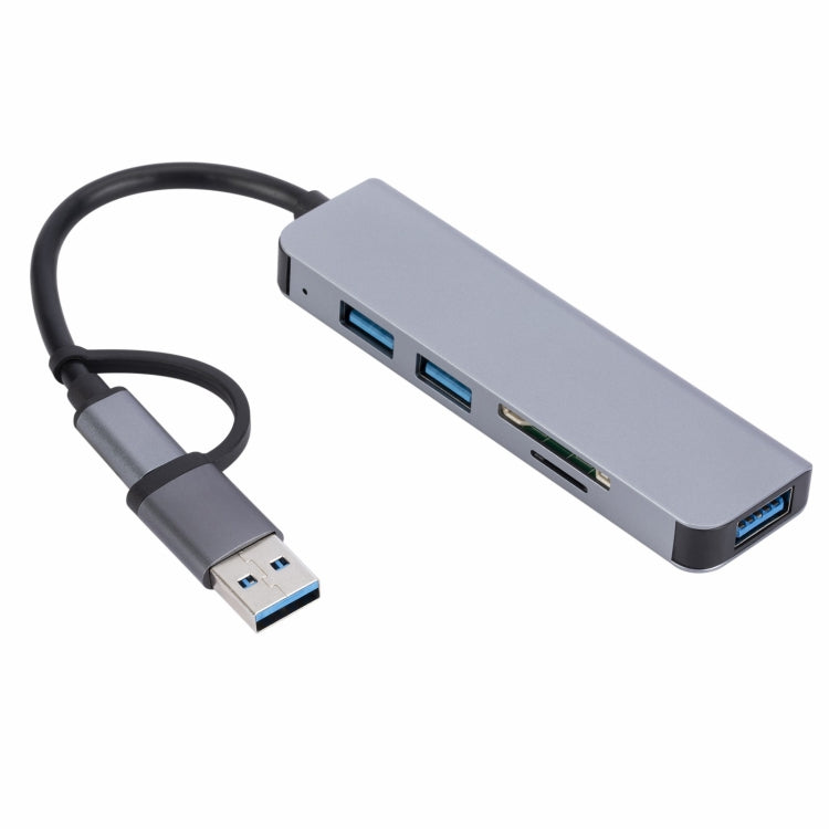 2302 5 in 1 USB+USB-C/Type-C to USB Multi-function Docking Station HUB Adapter, 2302