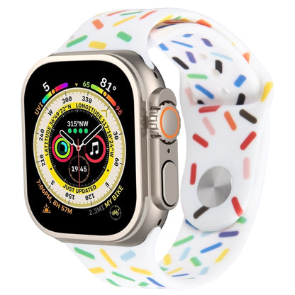 Rainbow Raindrops Silicone Watch Band, For Apple Watch SE 2023 44mm, For Apple Watch Ultra 49mm, For Apple Watch SE 2023 40mm, For Apple Watch 8 41mm, For Apple Watch Ultra 2 49mm, For Apple Watch 8 45mm, For Apple Watch 9 45mm                         ...