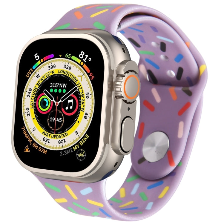 Rainbow Raindrops Silicone Watch Band, For Apple Watch SE 2023 44mm, For Apple Watch Ultra 49mm, For Apple Watch SE 2023 40mm, For Apple Watch 8 41mm, For Apple Watch Ultra 2 49mm, For Apple Watch 8 45mm, For Apple Watch 9 45mm                         ...