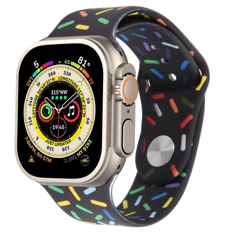 Rainbow Raindrops Silicone Watch Band, For Apple Watch SE 2023 44mm, For Apple Watch Ultra 49mm, For Apple Watch SE 2023 40mm, For Apple Watch 8 41mm, For Apple Watch Ultra 2 49mm, For Apple Watch 8 45mm, For Apple Watch 9 45mm                         ...
