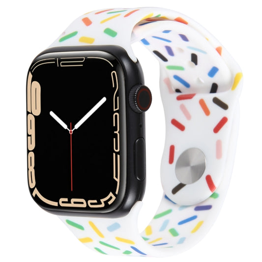 Rainbow Raindrops Silicone Watch Band, For Apple Watch SE 2022 44mm, For Apple Watch 7 41mm, For Apple Watch 7 45mm, For Apple Watch SE 40mm, For Apple Watch SE 44mm, For Apple Watch 6 40mm, For Apple Watch 6 44mm, For Apple Watch 5 44mm���������������...