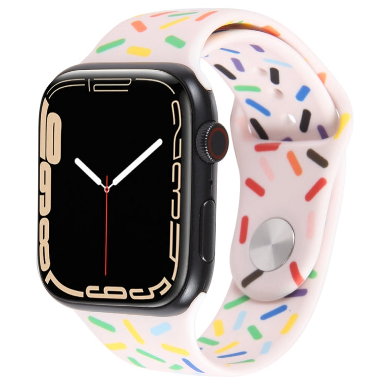 Rainbow Raindrops Silicone Watch Band, For Apple Watch SE 2022 44mm, For Apple Watch 7 41mm, For Apple Watch 7 45mm, For Apple Watch SE 40mm, For Apple Watch SE 44mm, For Apple Watch 6 40mm, For Apple Watch 6 44mm, For Apple Watch 5 44mm���������������...