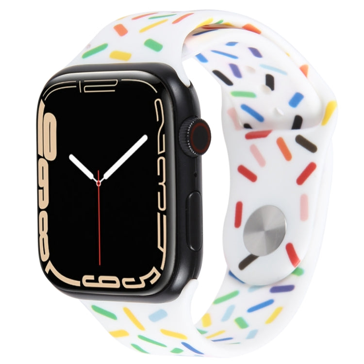 Rainbow Raindrops Silicone Watch Band, For Apple Watch SE 2022 44mm, For Apple Watch 7 41mm, For Apple Watch 7 45mm, For Apple Watch SE 40mm, For Apple Watch SE 44mm, For Apple Watch 6 40mm, For Apple Watch 6 44mm, For Apple Watch 5 44mm���������������...