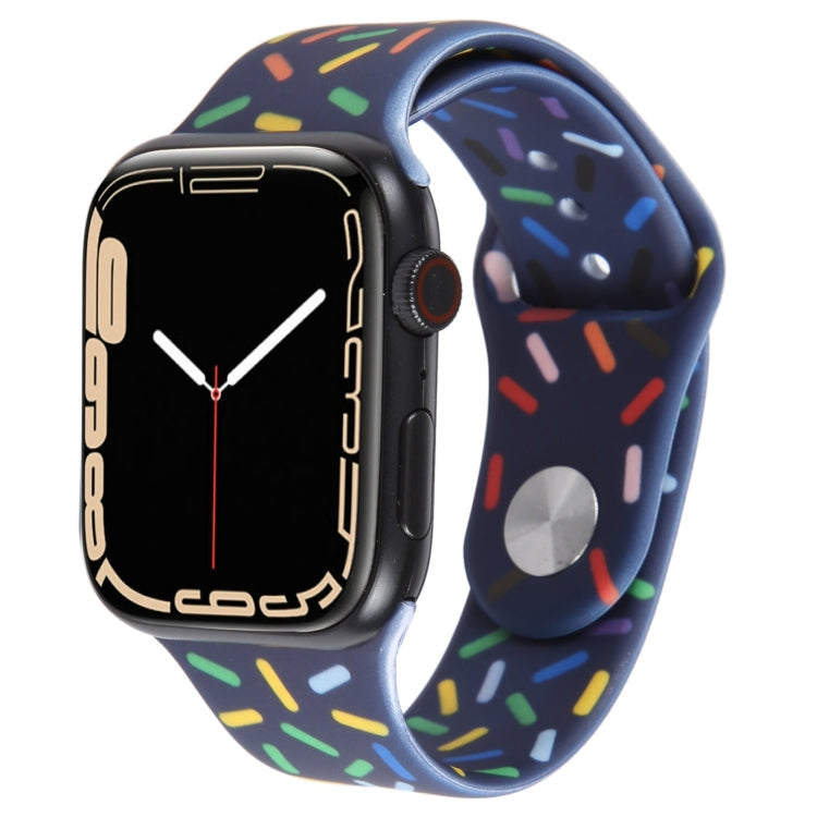 Rainbow Raindrops Silicone Watch Band, For Apple Watch 4 44mm, For Apple Watch 4 40mm, For Apple Watch 3 38mm, For Apple Watch 3 42mm, For Apple Watch 2 42mm, For Apple Watch 2 38mm, For Apple Watch 42mm, For Apple Watch 38mm