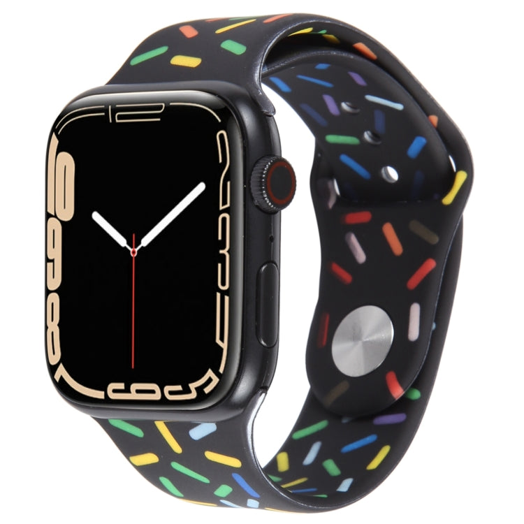 Rainbow Raindrops Silicone Watch Band, For Apple Watch 4 44mm, For Apple Watch 4 40mm, For Apple Watch 3 38mm, For Apple Watch 3 42mm, For Apple Watch 2 42mm, For Apple Watch 2 38mm, For Apple Watch 42mm, For Apple Watch 38mm