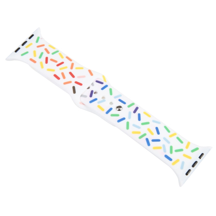 Rainbow Raindrops Silicone Watch Band, For Apple Watch 4 44mm, For Apple Watch 4 40mm, For Apple Watch 3 38mm, For Apple Watch 3 42mm, For Apple Watch 2 42mm, For Apple Watch 2 38mm, For Apple Watch 42mm, For Apple Watch 38mm