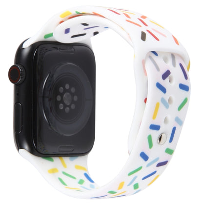 Rainbow Raindrops Silicone Watch Band, For Apple Watch 4 44mm, For Apple Watch 4 40mm, For Apple Watch 3 38mm, For Apple Watch 3 42mm, For Apple Watch 2 42mm, For Apple Watch 2 38mm, For Apple Watch 42mm, For Apple Watch 38mm