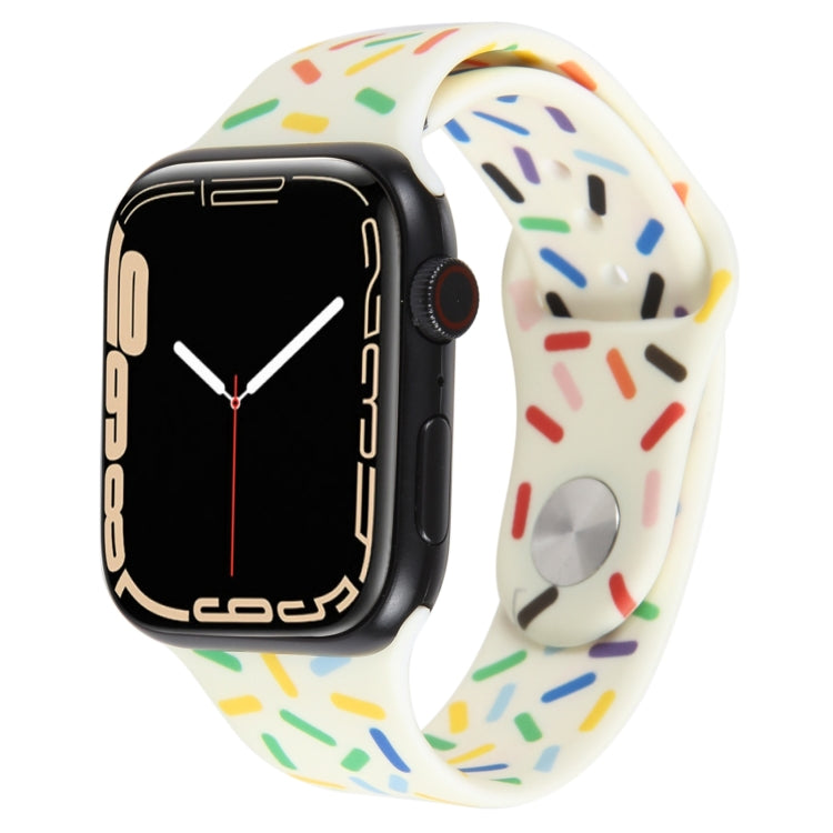 Rainbow Raindrops Silicone Watch Band, For Apple Watch 4 44mm, For Apple Watch 4 40mm, For Apple Watch 3 38mm, For Apple Watch 3 42mm, For Apple Watch 2 42mm, For Apple Watch 2 38mm, For Apple Watch 42mm, For Apple Watch 38mm