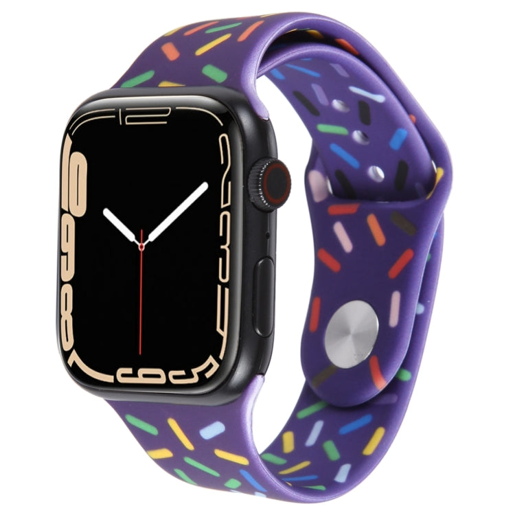 Rainbow Raindrops Silicone Watch Band, For Apple Watch 4 44mm, For Apple Watch 4 40mm, For Apple Watch 3 38mm, For Apple Watch 3 42mm, For Apple Watch 2 42mm, For Apple Watch 2 38mm, For Apple Watch 42mm, For Apple Watch 38mm