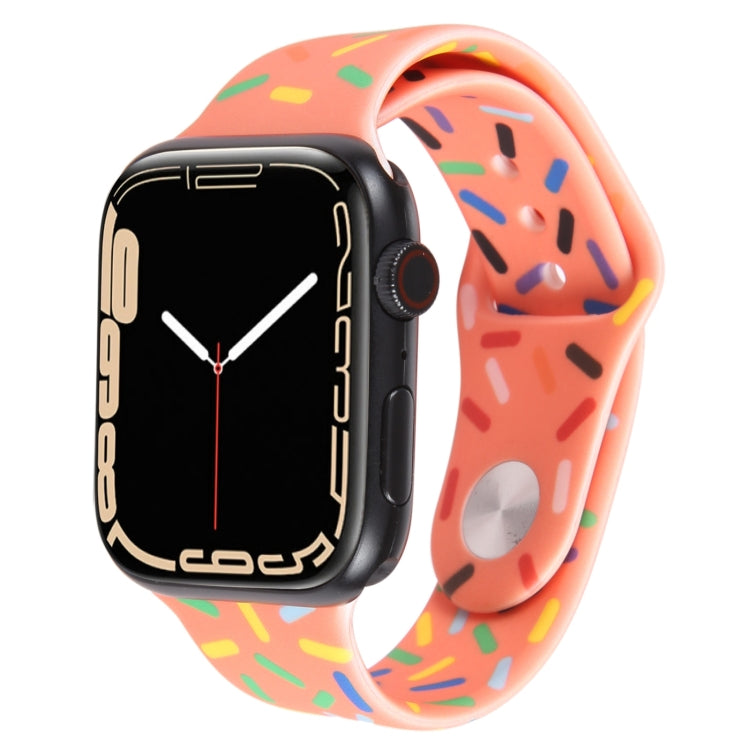 Rainbow Raindrops Silicone Watch Band, For Apple Watch 4 44mm, For Apple Watch 4 40mm, For Apple Watch 3 38mm, For Apple Watch 3 42mm, For Apple Watch 2 42mm, For Apple Watch 2 38mm, For Apple Watch 42mm, For Apple Watch 38mm