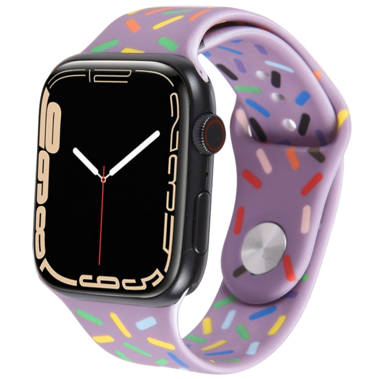 Rainbow Raindrops Silicone Watch Band, For Apple Watch 4 44mm, For Apple Watch 4 40mm, For Apple Watch 3 38mm, For Apple Watch 3 42mm, For Apple Watch 2 42mm, For Apple Watch 2 38mm, For Apple Watch 42mm, For Apple Watch 38mm