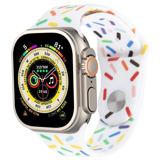 Rainbow Raindrops Silicone Watch Band, For Apple Watch SE 2023 44mm, For Apple Watch Ultra 49mm, For Apple Watch SE 2023 40mm, For Apple Watch 8 41mm, For Apple Watch Ultra 2 49mm, For Apple Watch 8 45mm, For Apple Watch 9 45mm                         ...