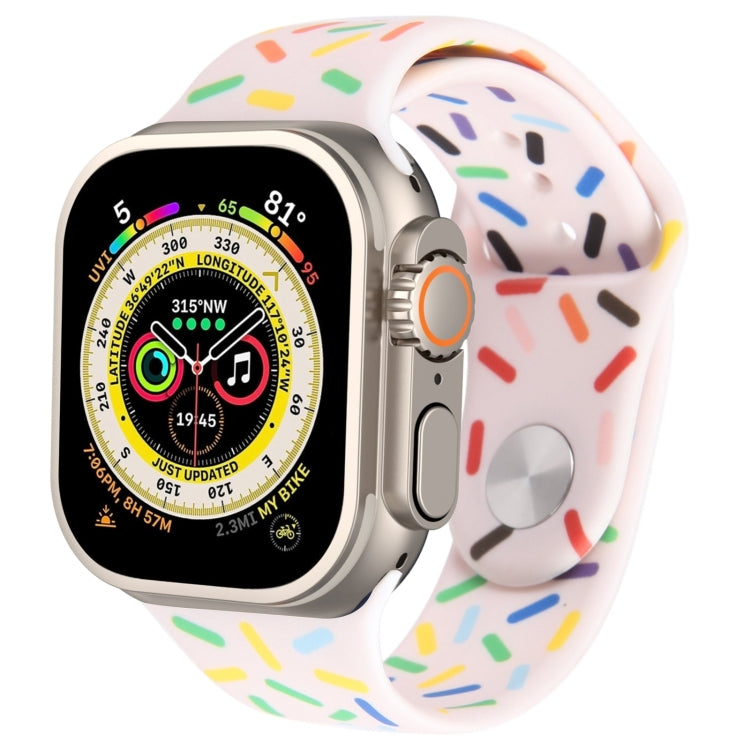 Rainbow Raindrops Silicone Watch Band, For Apple Watch SE 2023 44mm, For Apple Watch Ultra 49mm, For Apple Watch SE 2023 40mm, For Apple Watch 8 41mm, For Apple Watch Ultra 2 49mm, For Apple Watch 8 45mm, For Apple Watch 9 45mm                         ...