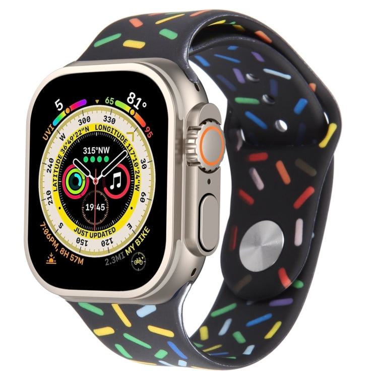 Rainbow Raindrops Silicone Watch Band, For Apple Watch SE 2023 44mm, For Apple Watch Ultra 49mm, For Apple Watch SE 2023 40mm, For Apple Watch 8 41mm, For Apple Watch Ultra 2 49mm, For Apple Watch 8 45mm, For Apple Watch 9 45mm                         ...