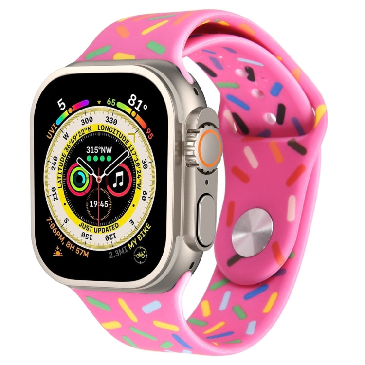 Rainbow Raindrops Silicone Watch Band, For Apple Watch SE 2023 44mm, For Apple Watch Ultra 49mm, For Apple Watch SE 2023 40mm, For Apple Watch 8 41mm, For Apple Watch Ultra 2 49mm, For Apple Watch 8 45mm, For Apple Watch 9 45mm                         ...