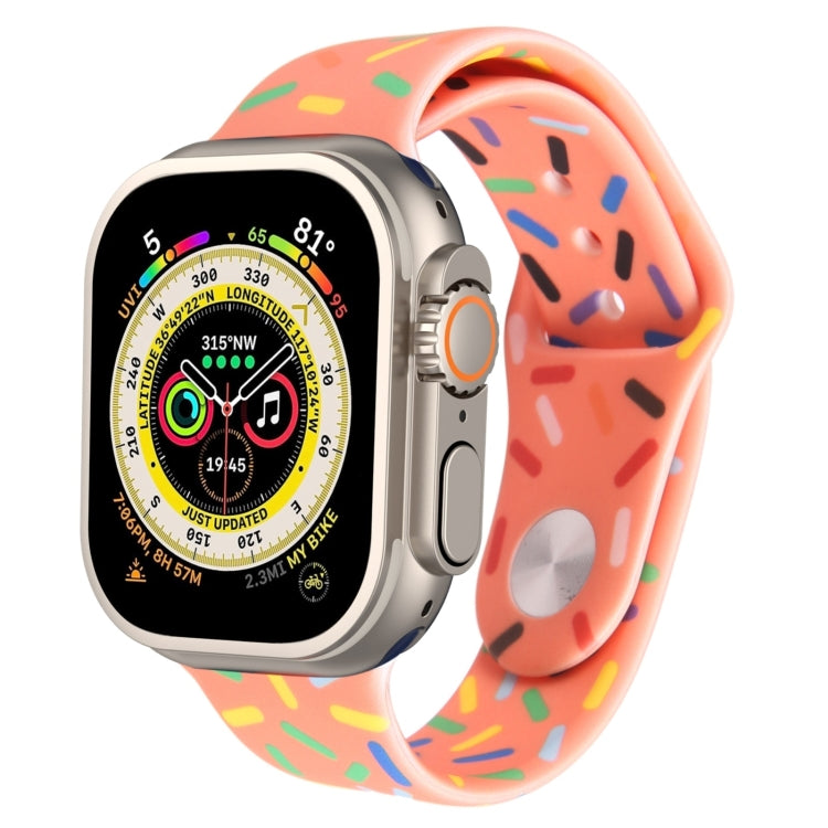 Rainbow Raindrops Silicone Watch Band, For Apple Watch SE 2023 44mm, For Apple Watch Ultra 49mm, For Apple Watch SE 2023 40mm, For Apple Watch 8 41mm, For Apple Watch Ultra 2 49mm, For Apple Watch 8 45mm, For Apple Watch 9 45mm                         ...