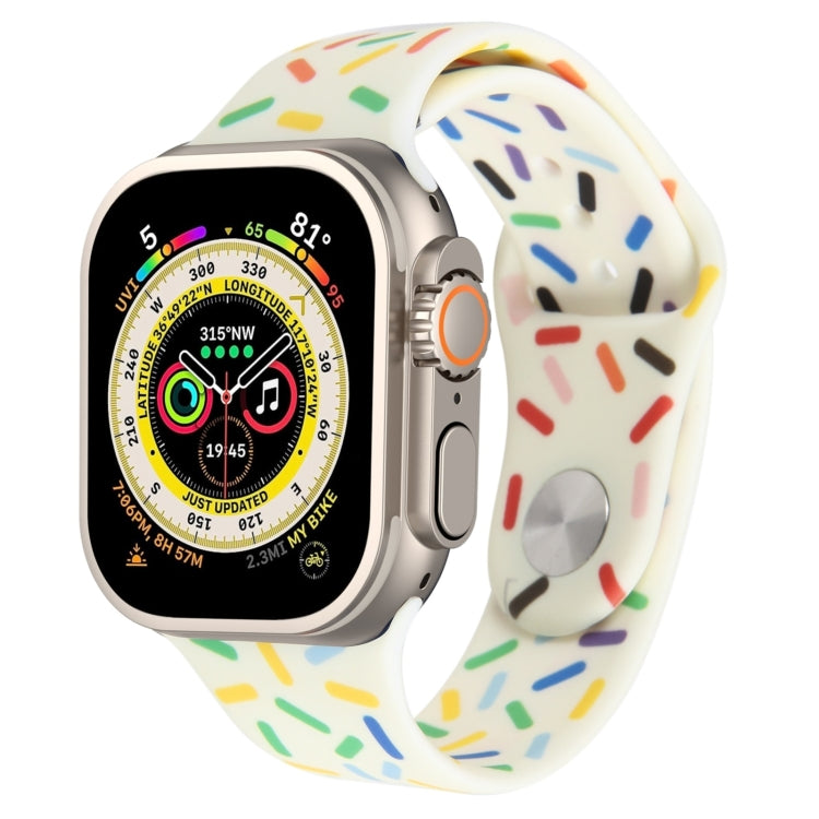 Rainbow Raindrops Silicone Watch Band, For Apple Watch SE 2023 44mm, For Apple Watch Ultra 49mm, For Apple Watch SE 2023 40mm, For Apple Watch 8 41mm, For Apple Watch Ultra 2 49mm, For Apple Watch 8 45mm, For Apple Watch 9 45mm                         ...
