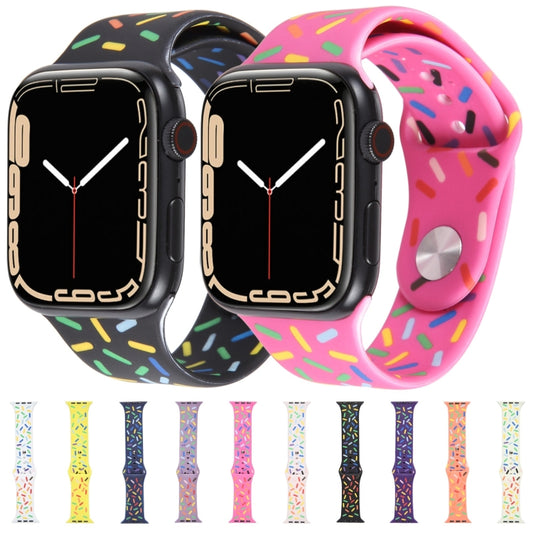 Rainbow Raindrops Silicone Watch Band, For Apple Watch 4 44mm, For Apple Watch 4 40mm, For Apple Watch 3 38mm, For Apple Watch 3 42mm, For Apple Watch 2 42mm, For Apple Watch 2 38mm, For Apple Watch 42mm, For Apple Watch 38mm