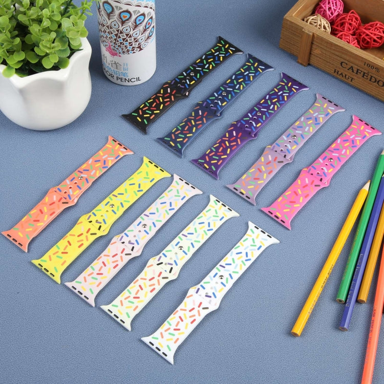 Rainbow Raindrops Silicone Watch Band, For Apple Watch SE 2022 44mm, For Apple Watch 7 41mm, For Apple Watch 7 45mm, For Apple Watch SE 40mm, For Apple Watch SE 44mm, For Apple Watch 6 40mm, For Apple Watch 6 44mm, For Apple Watch 5 44mm���������������...