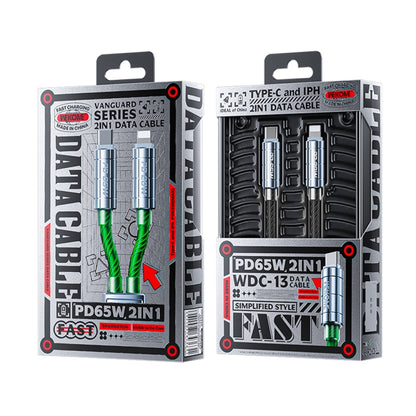 WK WDC-12 65W 2 in 1 Type-C to Type-C+8 Pin Super Fast Charge Data Cable, Length: 1.2m, WDC-13