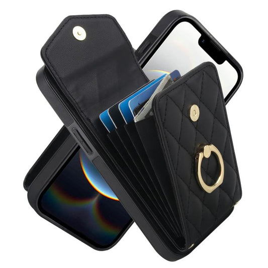 Rhombic Texture Card Bag Phone Case with Long Lanyard, For iPhone 17e / 16e, For iPhone 17 Pro Max, For iPhone 17 Pro, For iPhone 17, For iPhone Air, For iPhone 15 Pro Max, For iPhone 15 Pro, For iPhone 15 Plus, For iPhone 15, For iPhone 14 Plus