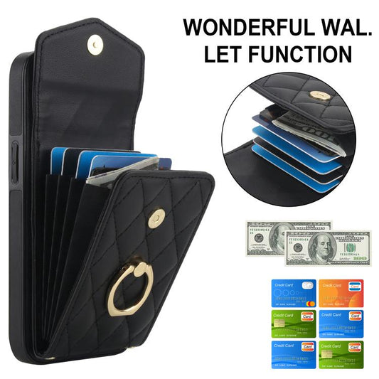 Rhombic Texture Card Bag Phone Case with Long Lanyard, For iPhone 17e / 16e, For iPhone 17 Pro Max, For iPhone 17 Pro, For iPhone 17, For iPhone Air, For iPhone 15 Pro Max, For iPhone 15 Pro, For iPhone 15 Plus, For iPhone 15, For iPhone 14 Plus       ...