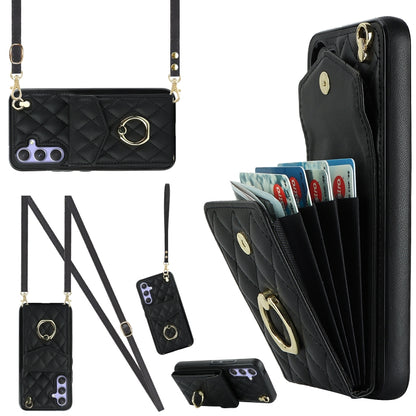 Rhombic Texture Card Bag Phone Case with Long Lanyard, For Samsung Galaxy S26+ 5G, For Samsung Galaxy S26 Ultra 5G, For Samsung Galaxy S26 5G, For Samsung Galaxy S25 Edge 5G, For Samsung Galaxy S24 Ultra 5G, For Samsung Galaxy S24+ 5G                  ...