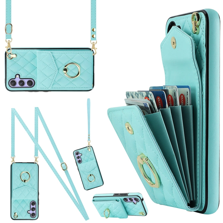Rhombic Texture Card Bag Phone Case with Long Lanyard, For Samsung Galaxy S26+ 5G, For Samsung Galaxy S26 Ultra 5G, For Samsung Galaxy S26 5G, For Samsung Galaxy S25 Edge 5G, For Samsung Galaxy S24 Ultra 5G, For Samsung Galaxy S24+ 5G                  ...