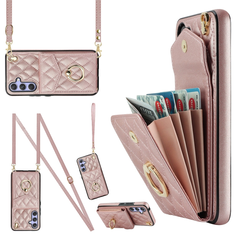 Rhombic Texture Card Bag Phone Case with Long Lanyard, For Samsung Galaxy S26+ 5G, For Samsung Galaxy S26 Ultra 5G, For Samsung Galaxy S26 5G, For Samsung Galaxy S25 Edge 5G, For Samsung Galaxy S24 Ultra 5G, For Samsung Galaxy S24+ 5G                  ...