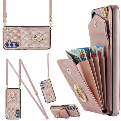 Rhombic Texture Card Bag Phone Case with Long Lanyard, For Samsung Galaxy S26+ 5G, For Samsung Galaxy S26 Ultra 5G, For Samsung Galaxy S26 5G, For Samsung Galaxy S25 Edge 5G, For Samsung Galaxy S24 Ultra 5G, For Samsung Galaxy S24+ 5G                  ...