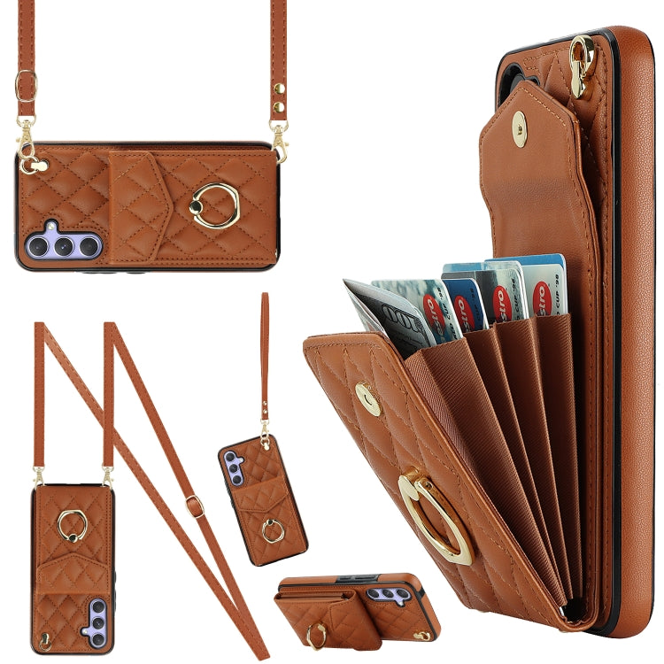 Rhombic Texture Card Bag Phone Case with Long Lanyard, For Samsung Galaxy S26+ 5G, For Samsung Galaxy S26 Ultra 5G, For Samsung Galaxy S26 5G, For Samsung Galaxy S25 Edge 5G, For Samsung Galaxy S24 Ultra 5G, For Samsung Galaxy S24+ 5G                  ...
