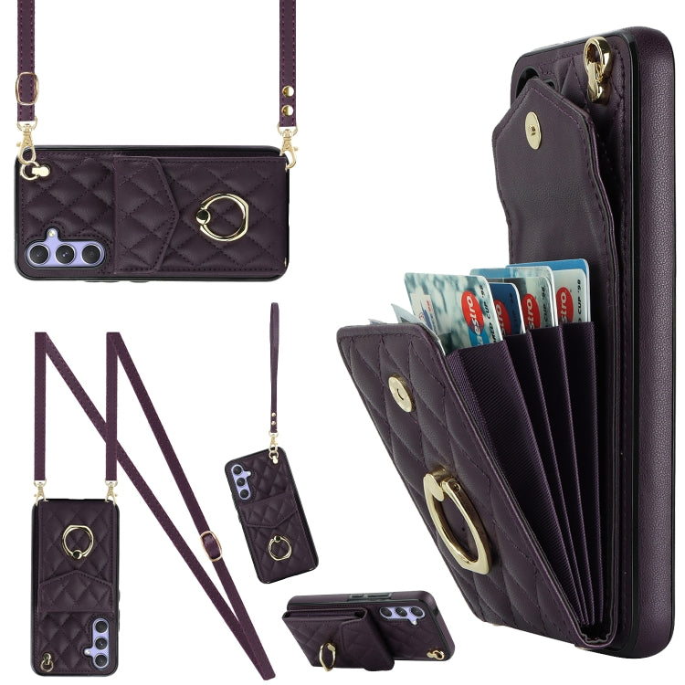 Rhombic Texture Card Bag Phone Case with Long Lanyard, For Samsung Galaxy S26+ 5G, For Samsung Galaxy S26 Ultra 5G, For Samsung Galaxy S26 5G, For Samsung Galaxy S25 Edge 5G, For Samsung Galaxy S24 Ultra 5G, For Samsung Galaxy S24+ 5G                  ...