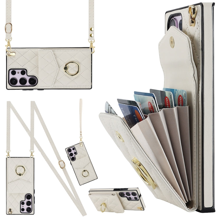 Rhombic Texture Card Bag Phone Case with Long Lanyard, For Samsung Galaxy S26+ 5G, For Samsung Galaxy S26 Ultra 5G, For Samsung Galaxy S26 5G, For Samsung Galaxy S25 Edge 5G, For Samsung Galaxy S24 Ultra 5G, For Samsung Galaxy S24+ 5G                  ...