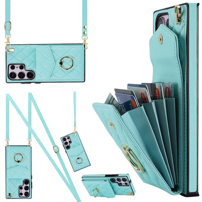 Rhombic Texture Card Bag Phone Case with Long Lanyard, For Samsung Galaxy S26+ 5G, For Samsung Galaxy S26 Ultra 5G, For Samsung Galaxy S26 5G, For Samsung Galaxy S25 Edge 5G, For Samsung Galaxy S24 Ultra 5G, For Samsung Galaxy S24+ 5G                  ...