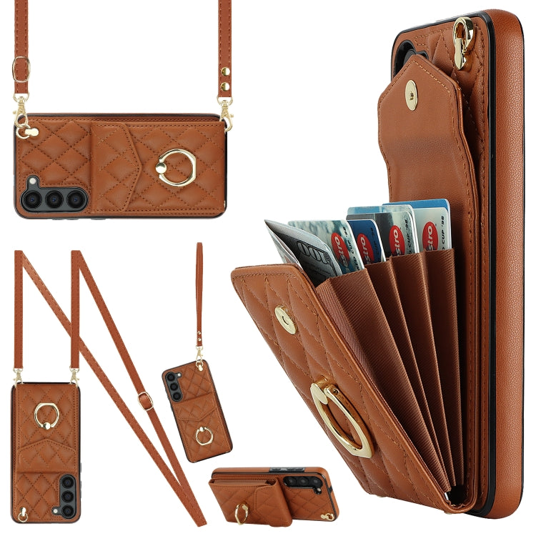 Rhombic Texture Card Bag Phone Case with Long Lanyard, For Samsung Galaxy S26+ 5G, For Samsung Galaxy S26 Ultra 5G, For Samsung Galaxy S26 5G, For Samsung Galaxy S25 Edge 5G, For Samsung Galaxy S24 Ultra 5G, For Samsung Galaxy S24+ 5G                  ...