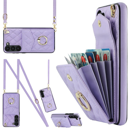 Rhombic Texture Card Bag Phone Case with Long Lanyard, For Samsung Galaxy S26+ 5G, For Samsung Galaxy S26 Ultra 5G, For Samsung Galaxy S26 5G, For Samsung Galaxy S25 Edge 5G, For Samsung Galaxy S24 Ultra 5G, For Samsung Galaxy S24+ 5G                  ...