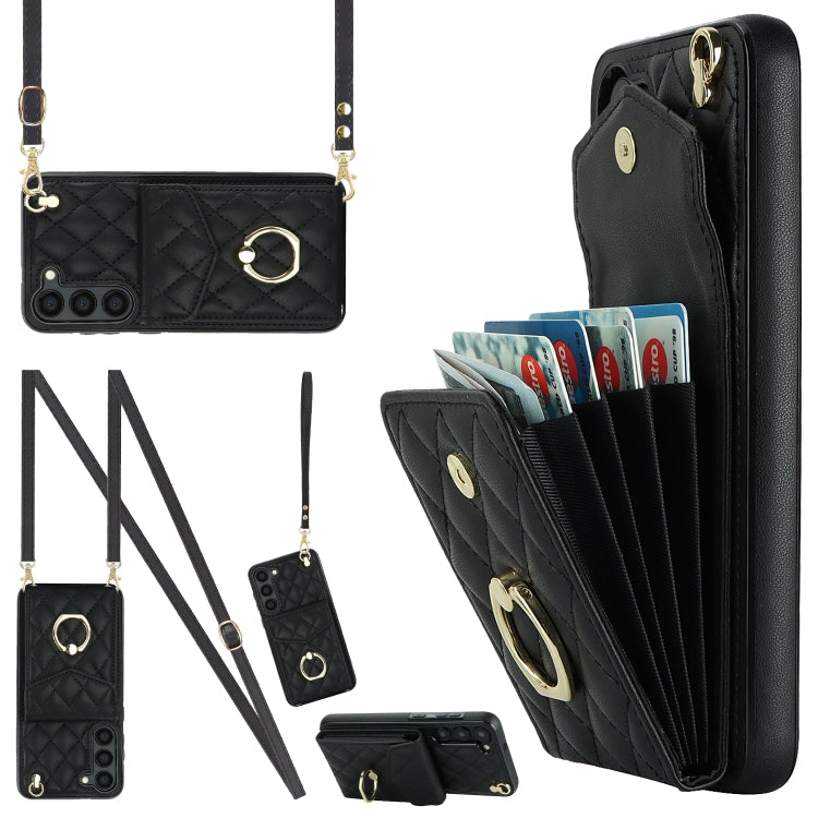Rhombic Texture Card Bag Phone Case with Long Lanyard, For Samsung Galaxy S26+ 5G, For Samsung Galaxy S26 Ultra 5G, For Samsung Galaxy S26 5G, For Samsung Galaxy S25 Edge 5G, For Samsung Galaxy S24 Ultra 5G, For Samsung Galaxy S24+ 5G                  ...
