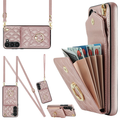 Rhombic Texture Card Bag Phone Case with Long Lanyard, For Samsung Galaxy S26+ 5G, For Samsung Galaxy S26 Ultra 5G, For Samsung Galaxy S26 5G, For Samsung Galaxy S25 Edge 5G, For Samsung Galaxy S24 Ultra 5G, For Samsung Galaxy S24+ 5G                  ...