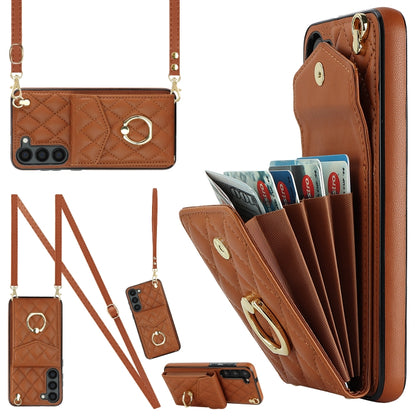 Rhombic Texture Card Bag Phone Case with Long Lanyard, For Samsung Galaxy S26+ 5G, For Samsung Galaxy S26 Ultra 5G, For Samsung Galaxy S26 5G, For Samsung Galaxy S25 Edge 5G, For Samsung Galaxy S24 Ultra 5G, For Samsung Galaxy S24+ 5G                  ...