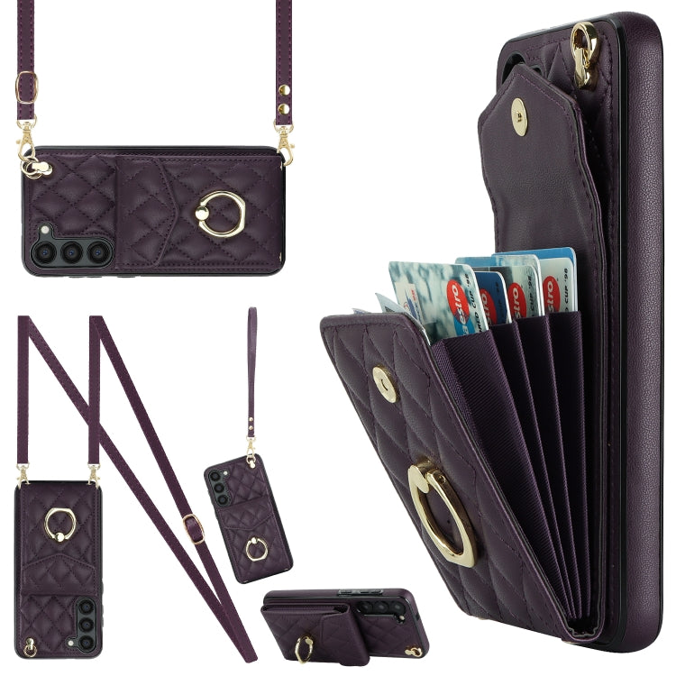 Rhombic Texture Card Bag Phone Case with Long Lanyard, For Samsung Galaxy S26+ 5G, For Samsung Galaxy S26 Ultra 5G, For Samsung Galaxy S26 5G, For Samsung Galaxy S25 Edge 5G, For Samsung Galaxy S24 Ultra 5G, For Samsung Galaxy S24+ 5G                  ...
